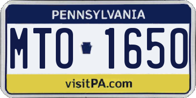 PA license plate MTO1650