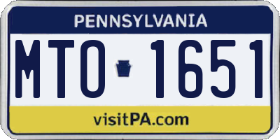 PA license plate MTO1651