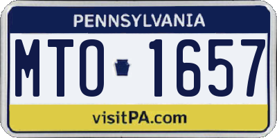 PA license plate MTO1657