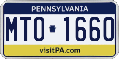 PA license plate MTO1660
