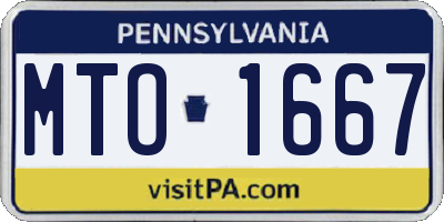 PA license plate MTO1667