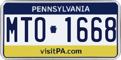 PA license plate MTO1668