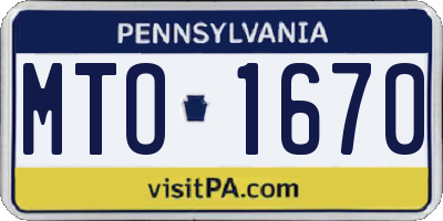 PA license plate MTO1670