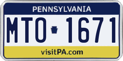 PA license plate MTO1671