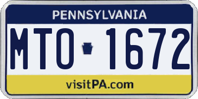 PA license plate MTO1672