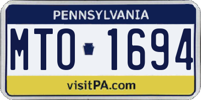 PA license plate MTO1694