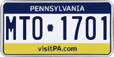 PA license plate MTO1701