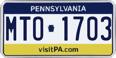 PA license plate MTO1703