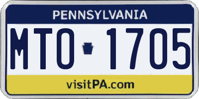 PA license plate MTO1705