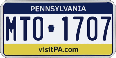 PA license plate MTO1707