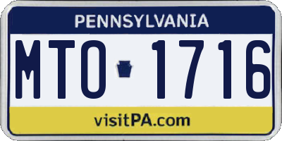 PA license plate MTO1716