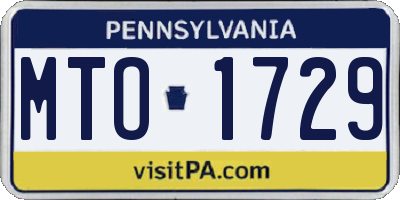 PA license plate MTO1729