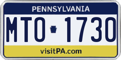PA license plate MTO1730