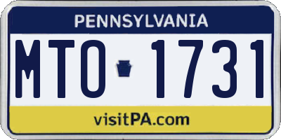 PA license plate MTO1731