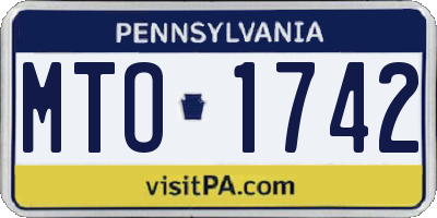 PA license plate MTO1742