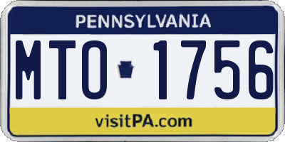 PA license plate MTO1756