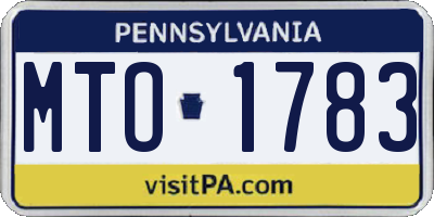 PA license plate MTO1783