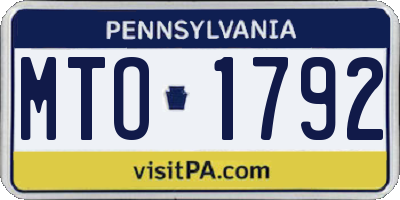 PA license plate MTO1792