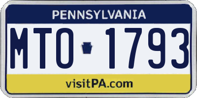 PA license plate MTO1793