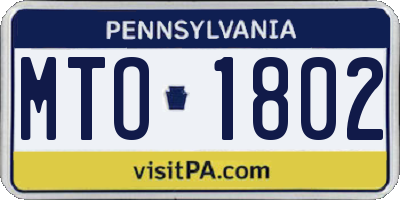 PA license plate MTO1802