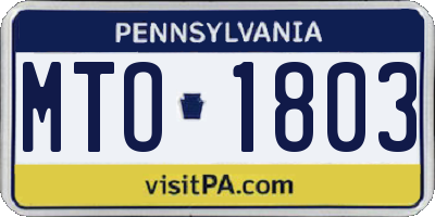 PA license plate MTO1803