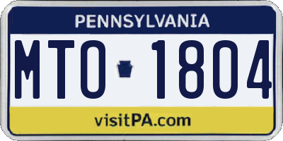 PA license plate MTO1804