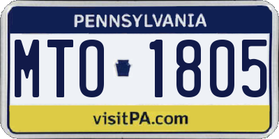 PA license plate MTO1805
