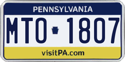 PA license plate MTO1807