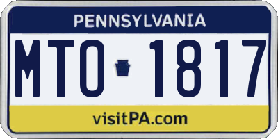 PA license plate MTO1817