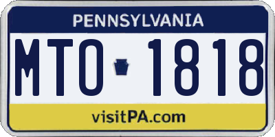 PA license plate MTO1818