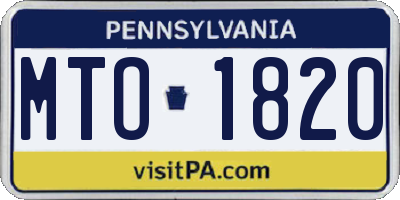 PA license plate MTO1820
