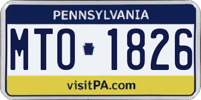 PA license plate MTO1826
