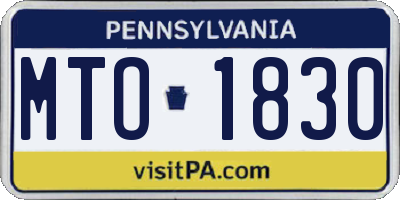 PA license plate MTO1830