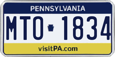 PA license plate MTO1834