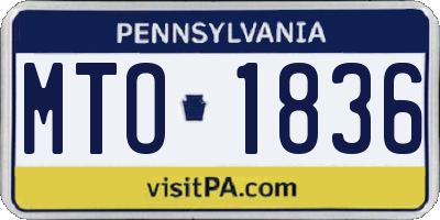 PA license plate MTO1836