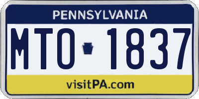 PA license plate MTO1837