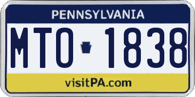 PA license plate MTO1838