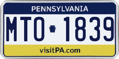 PA license plate MTO1839