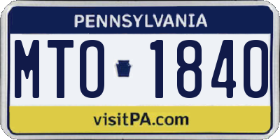 PA license plate MTO1840