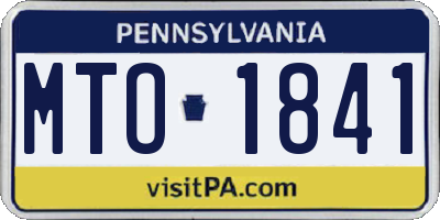 PA license plate MTO1841