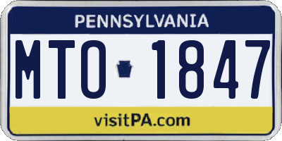 PA license plate MTO1847