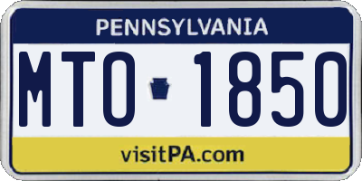 PA license plate MTO1850