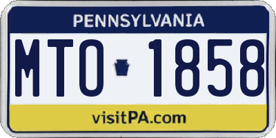 PA license plate MTO1858