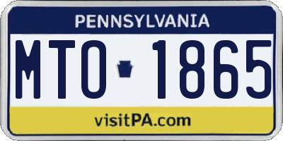 PA license plate MTO1865