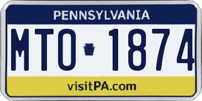 PA license plate MTO1874
