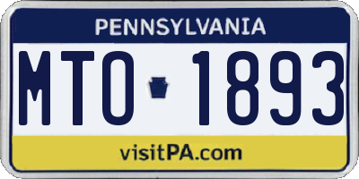 PA license plate MTO1893