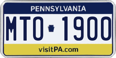 PA license plate MTO1900
