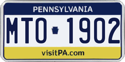 PA license plate MTO1902