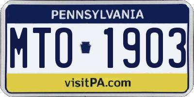 PA license plate MTO1903