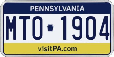 PA license plate MTO1904